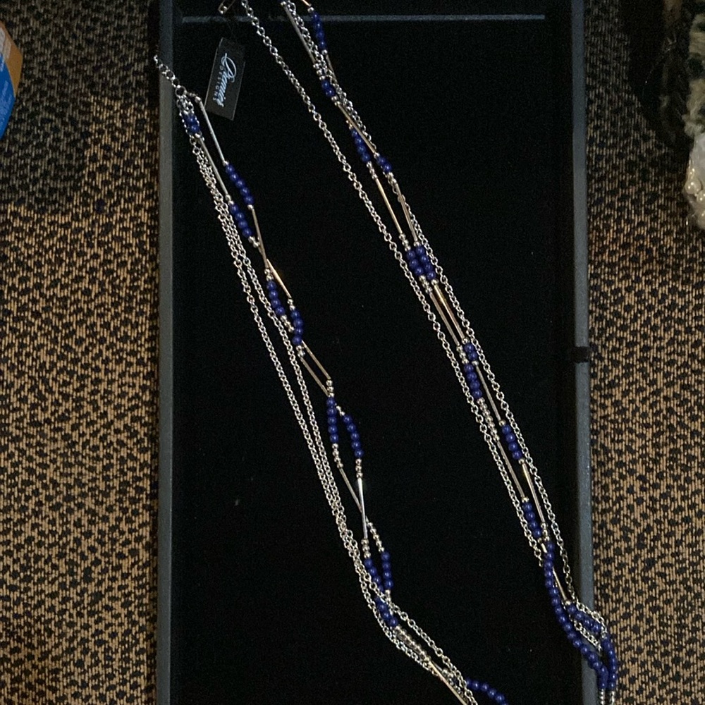 Blue and Silver Beaded Necklace